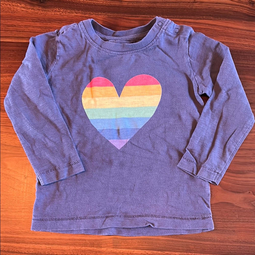 Primary Blue Long Sleeve Tee with Heart Design